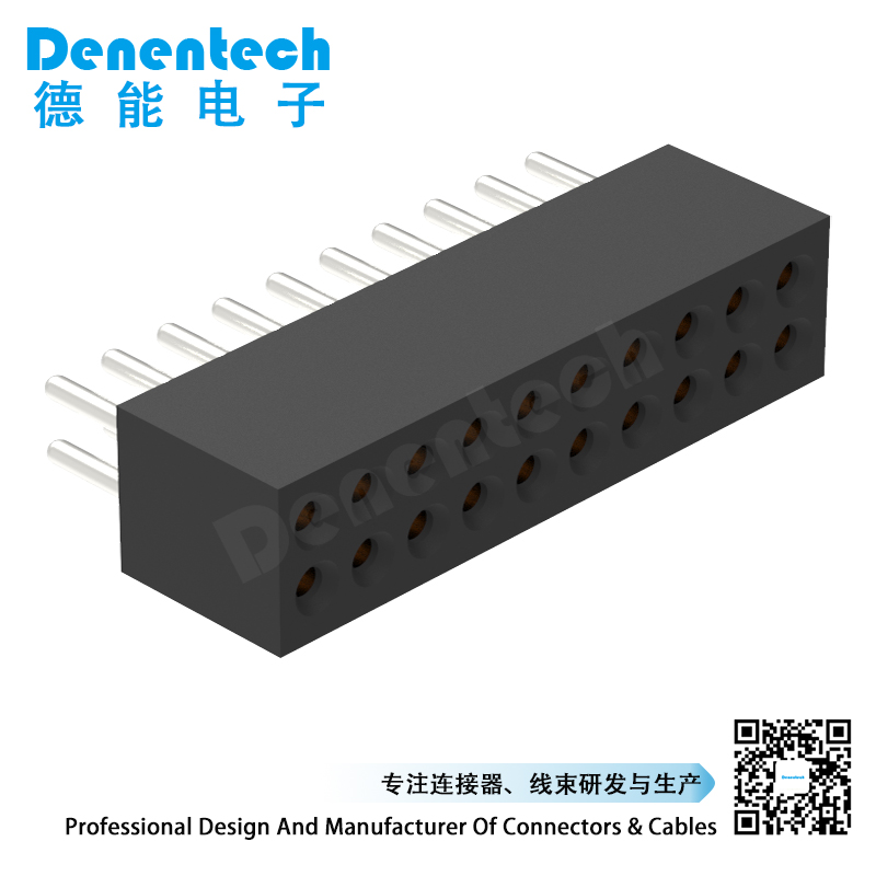 Denentech 优质工厂1.27MM圆P排母H3.80xW3.25双排180度直插圆孔针座